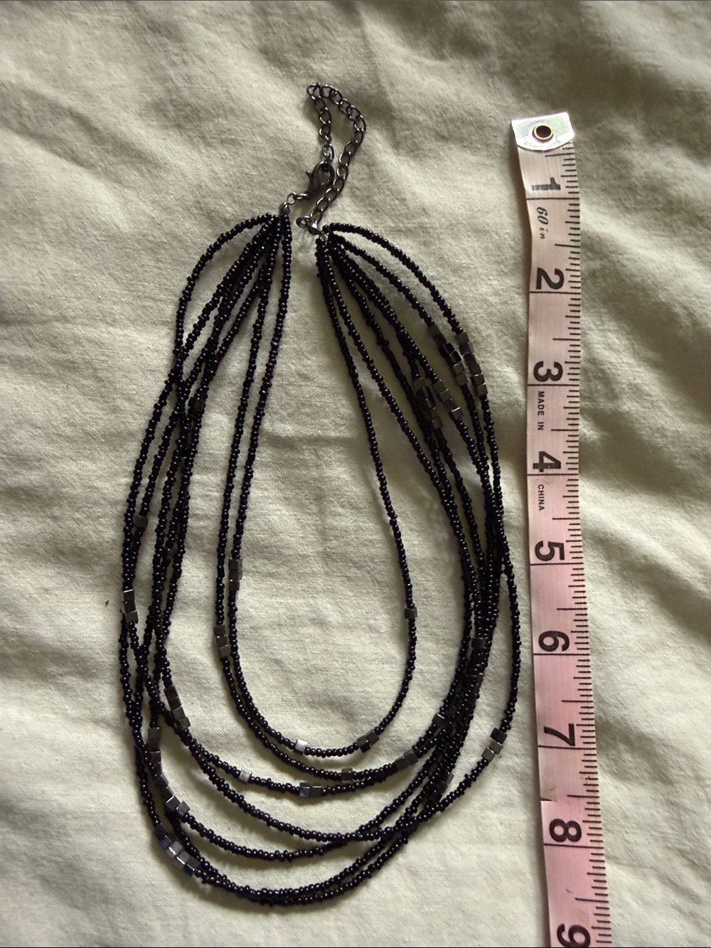 Multi-Strand Black Seed Bead Necklace for Women